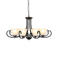 Black 4/6/8-Bulb Ceiling Chandelier Frosted Glass Light - Rebooters