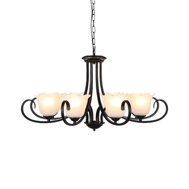 Black 4/6/8-Bulb Ceiling Chandelier Frosted Glass Light - Rebooters