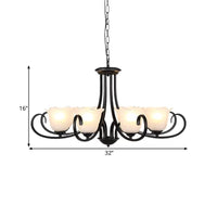 Black 4/6/8-Bulb Ceiling Chandelier Frosted Glass Light - Rebooters