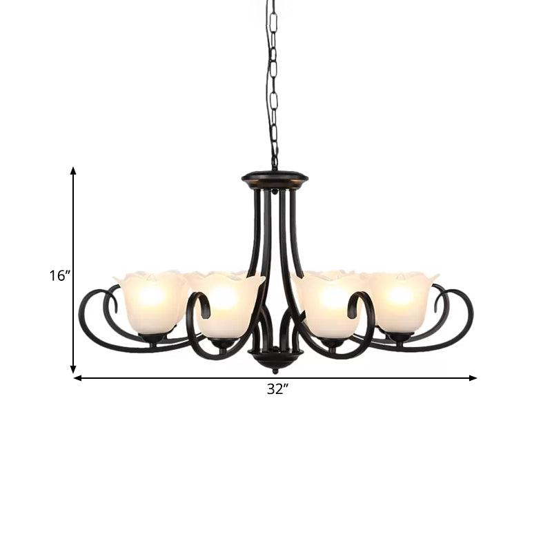 Black 4/6/8-Bulb Ceiling Chandelier Frosted Glass Light - Rebooters