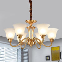 3/5 Bulbs Hanging Lamp Kit Vintage Bell Opaline Glass Pendant - Rebooters