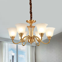 3/5 Bulbs Hanging Lamp Kit Vintage Bell Opaline Glass Pendant - Rebooters