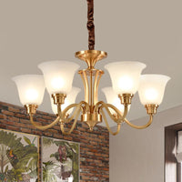 3/5 Bulbs Hanging Lamp Kit Vintage Bell Opaline Glass Pendant - Rebooters