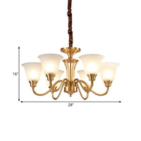 3/5 Bulbs Hanging Lamp Kit Vintage Bell Opaline Glass Pendant - Rebooters