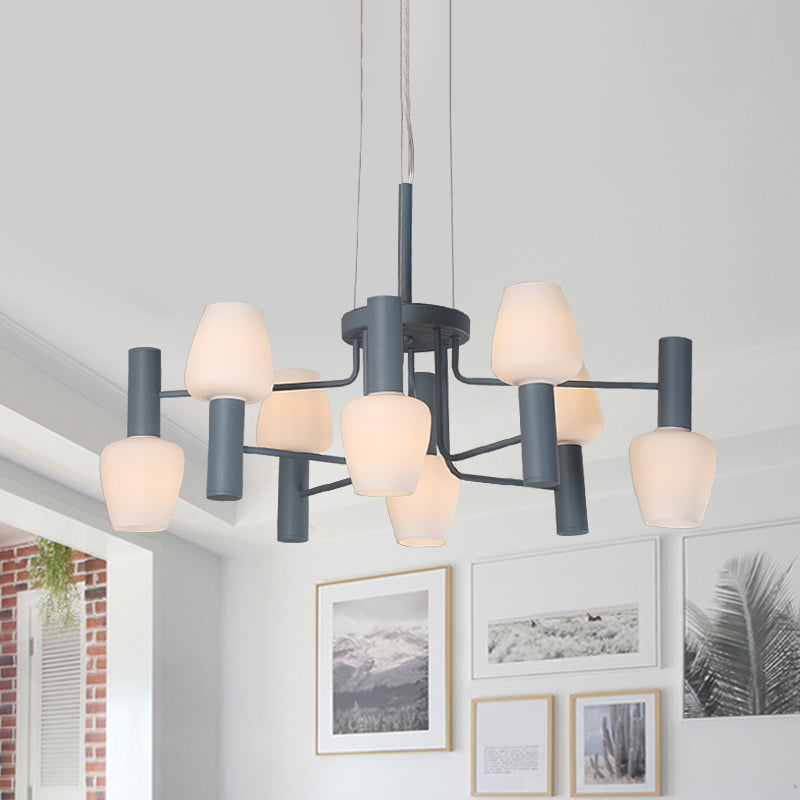 Grey Pink Yellow Conical Chandelier Lamp Modernist 8 Heads - Rebooters