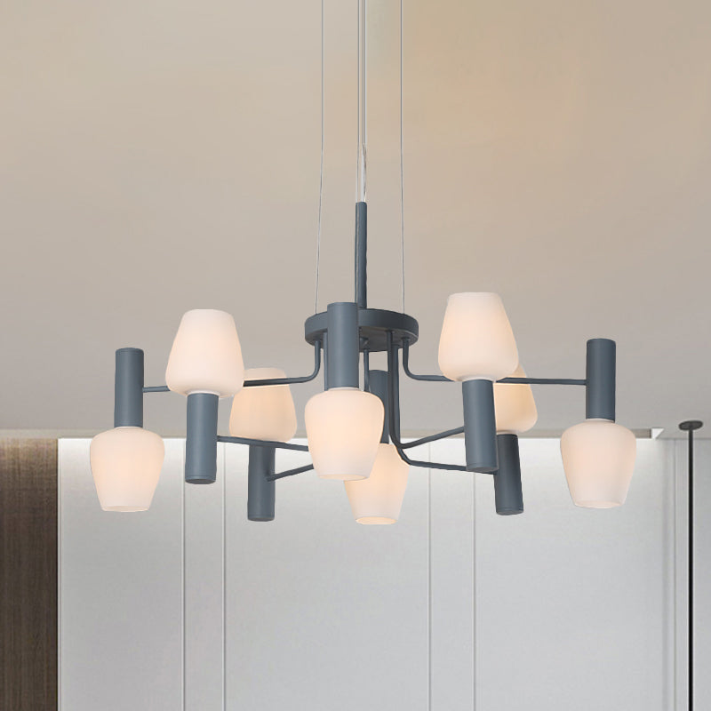 Grey Pink Yellow Conical Chandelier Lamp Modernist 8 Heads - Rebooters
