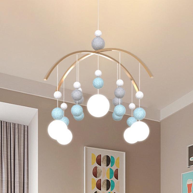 Globe Chandelier Light Cartoon White Glass 5-Bulb Pendant - Rebooters