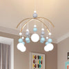 Globe Chandelier Light Cartoon White Glass 5-Bulb Pendant - Rebooters