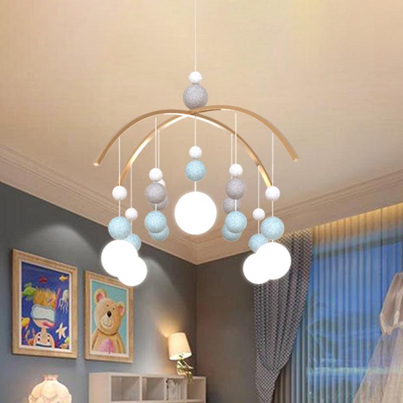 Globe Chandelier Light Cartoon White Glass 5-Bulb Pendant - Rebooters