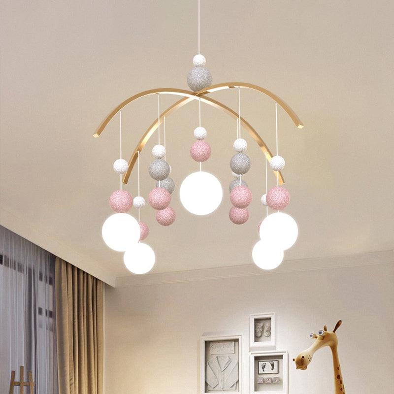 Globe Chandelier Light Cartoon White Glass 5-Bulb Pendant - Rebooters