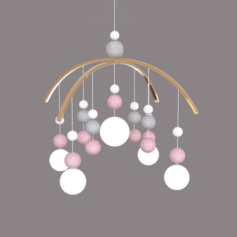 Globe Chandelier Light Cartoon White Glass 5-Bulb Pendant - Rebooters
