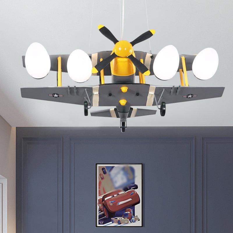 Airplane Boys Room Hanging Light Metal 4-Head Kids Lamp - Rebooters