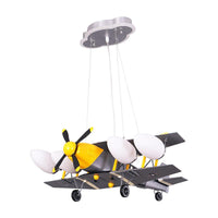 Airplane Boys Room Hanging Light Metal 4-Head Kids Lamp - Rebooters