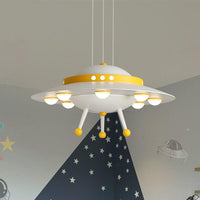 Aircraft Boys Bedroom Chandelier Light Metallic LED Cartoon Pendant Lighting in Yellow/Blue - Rebooters