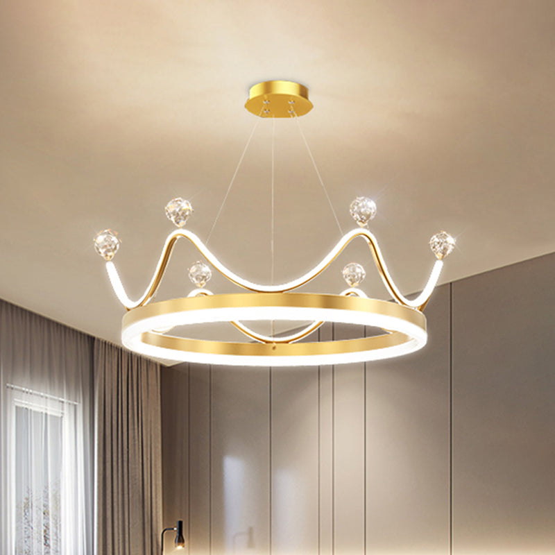 Metallic Crown Hanging Pendant Nordic Style LED Chandelier - Rebooters