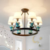 Black Ring Chandelier Lamp Cartoon 6-Head Metal Pendant Light - Rebooters