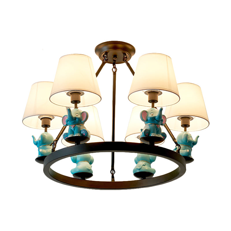 Black Ring Chandelier Lamp Cartoon 6-Head Metal Pendant Light - Rebooters