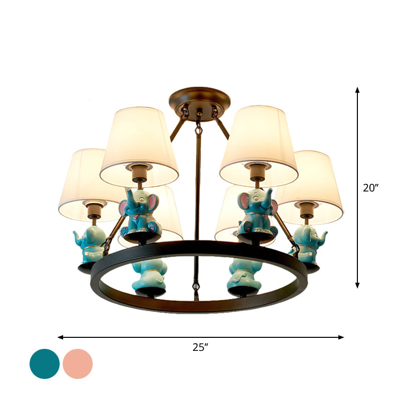 Black Ring Chandelier Lamp Cartoon 6-Head Metal Pendant Light - Rebooters