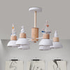 Dome Metallic Chandelier Lighting Cartoon 6 Bulbs Black White Ceiling Light - Rebooters