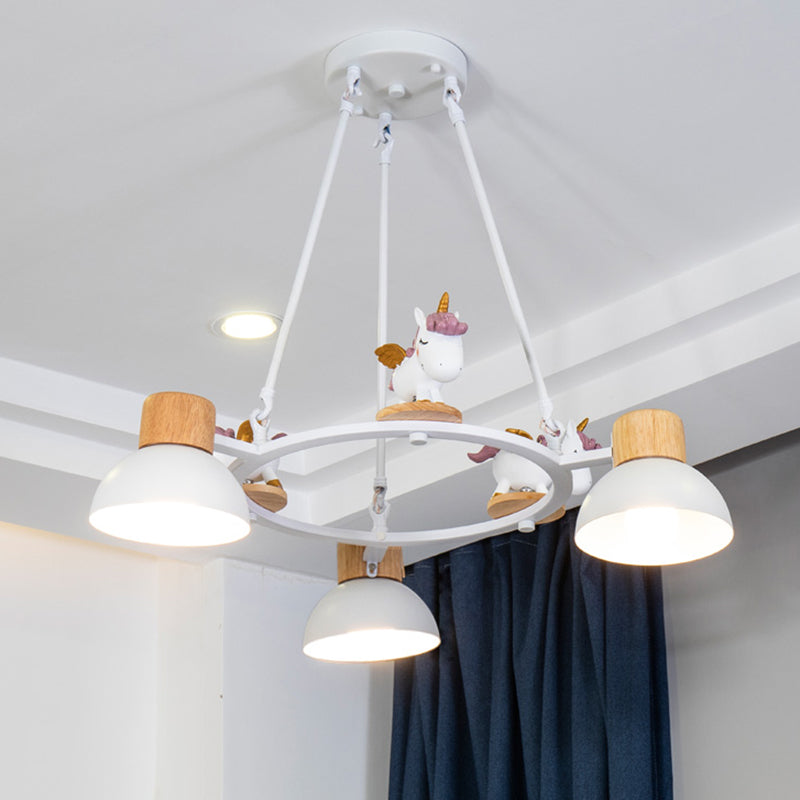 Kids Domed Pendant Chandelier Metal 3/6 Lights Black White - Rebooters