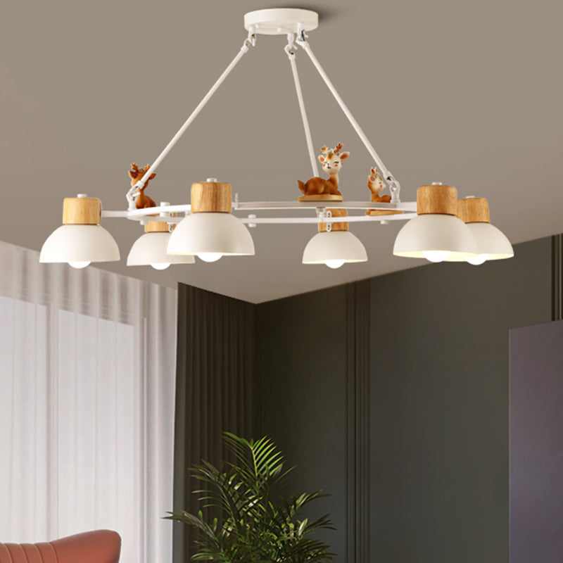 Kids Domed Pendant Chandelier Metal 3/6 Lights Black White - Rebooters