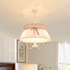 Modern 3 Lights Chandelier Lamp White Fabric Shade Fixture - Rebooters