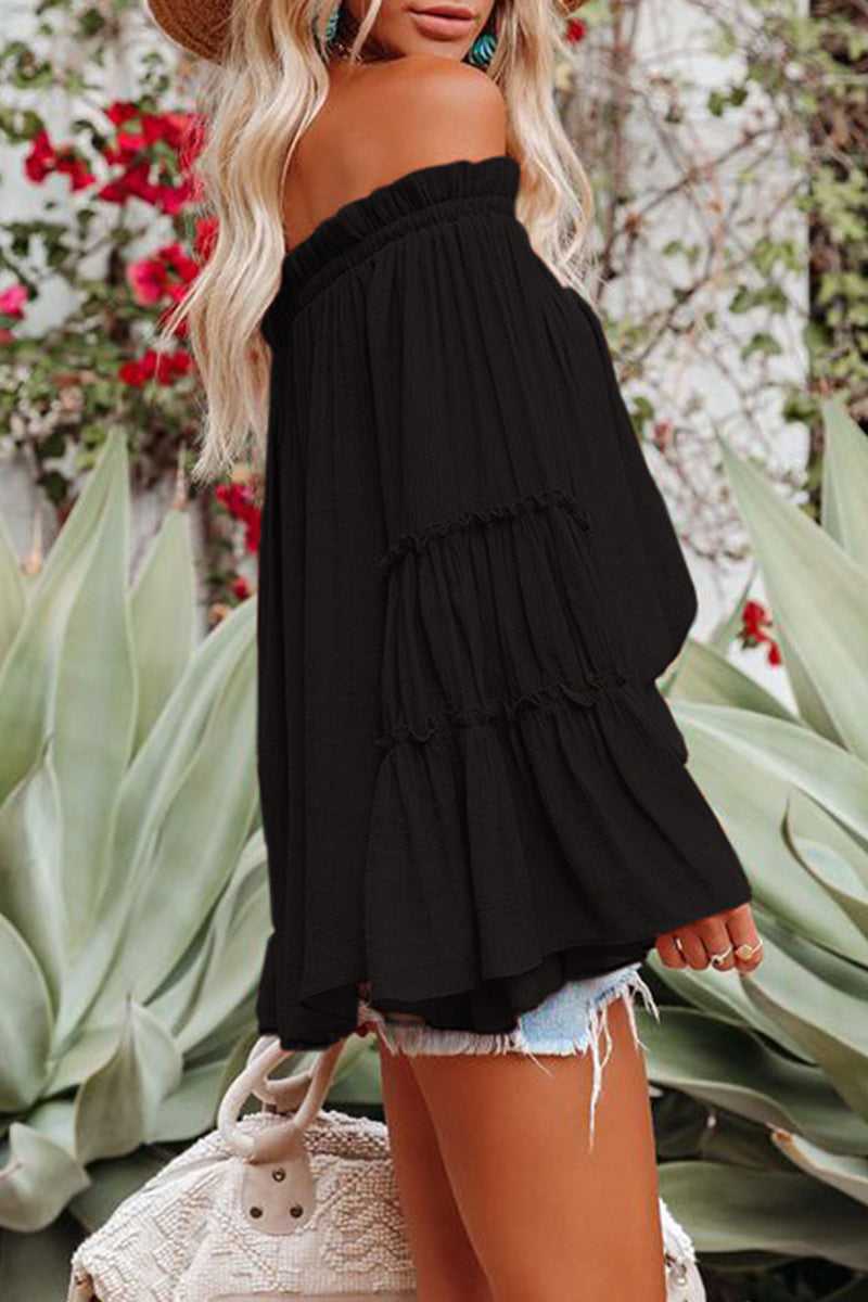 Women's Folded Off-Shoulder Tops for Elegant Style - Rebooters