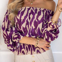Women's Elegant Off Shoulder Blouse With Pleated Long Sleeves Rebooters Womens Shirts