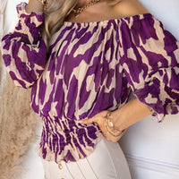 Women's Elegant Off Shoulder Blouse With Pleated Long Sleeves Rebooters Womens Shirts