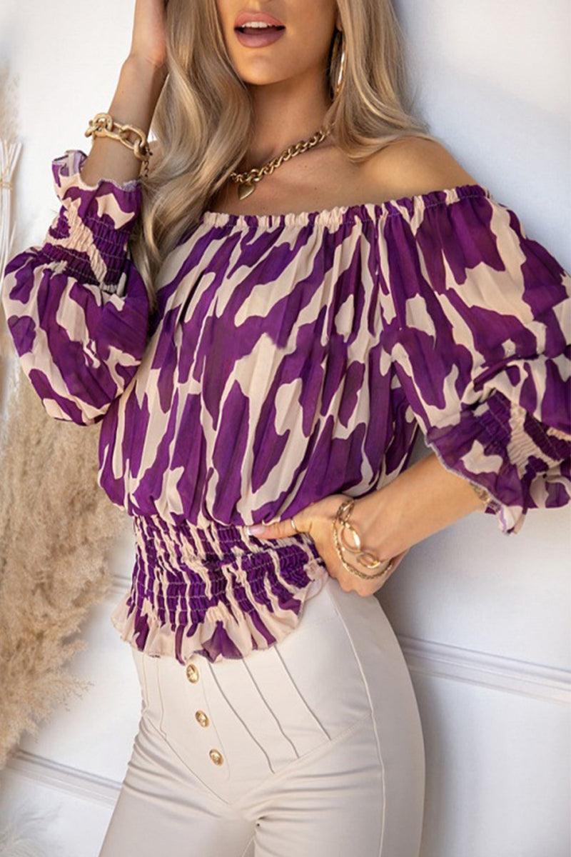 Women's Elegant Off Shoulder Blouse With Pleated Long Sleeves Rebooters Womens Shirts