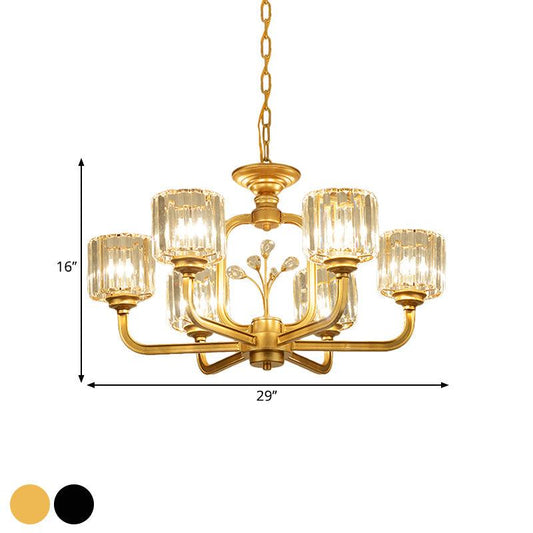 6/8-Bulb Living Room Chandelier Simple Black Gold Lighting - Rebooters