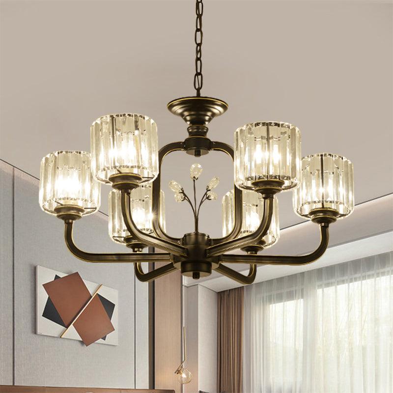 6/8-Bulb Living Room Chandelier Simple Black Gold Lighting - Rebooters