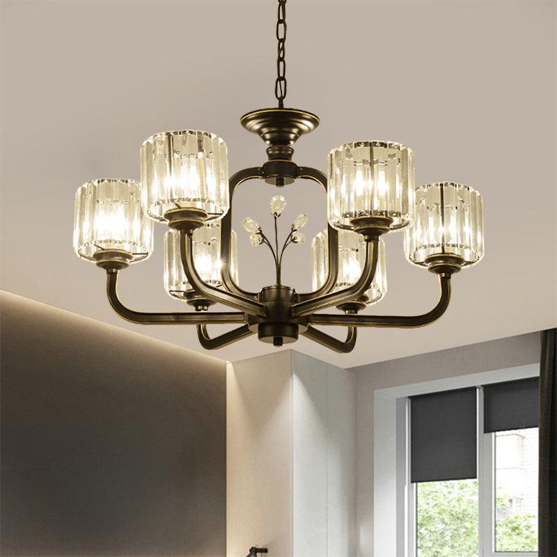6/8-Bulb Living Room Chandelier Simple Black Gold Lighting - Rebooters