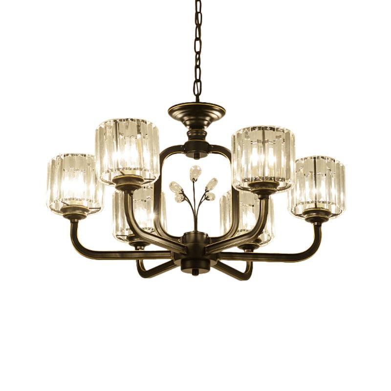 6/8-Bulb Living Room Chandelier Simple Black Gold Lighting - Rebooters