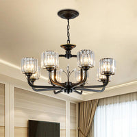 6/8-Bulb Living Room Chandelier Simple Black Gold Lighting - Rebooters