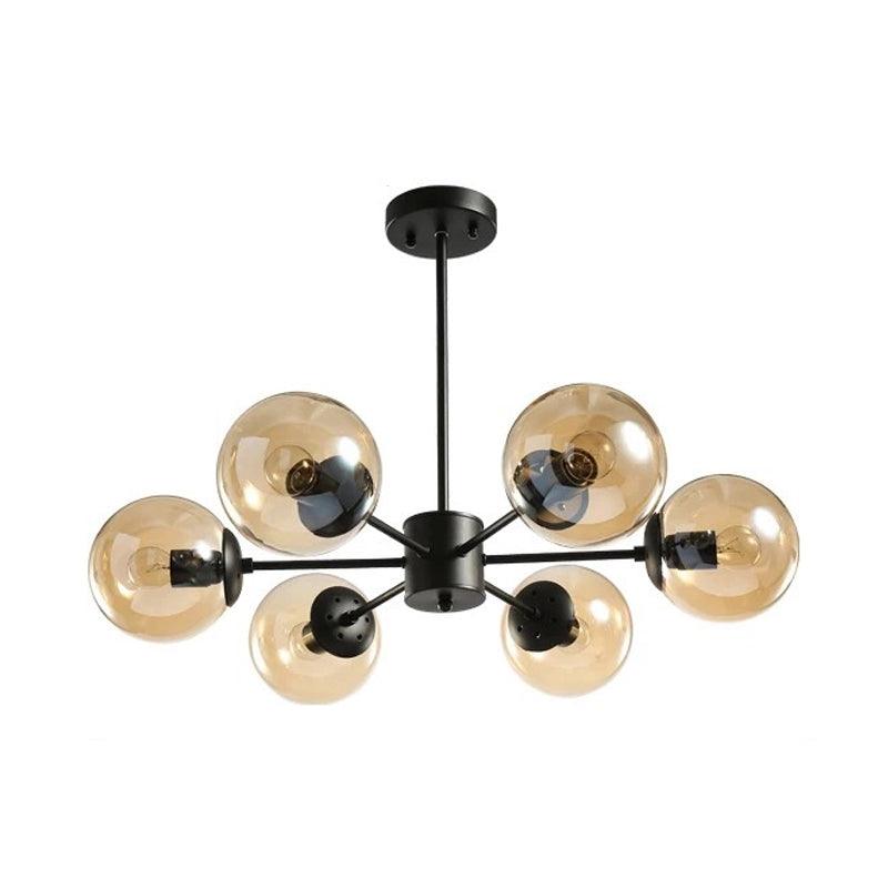 Amber Blue Clear Glass Spherical Chandelier Light Post Modern Black Pendant Lamp - Rebooters