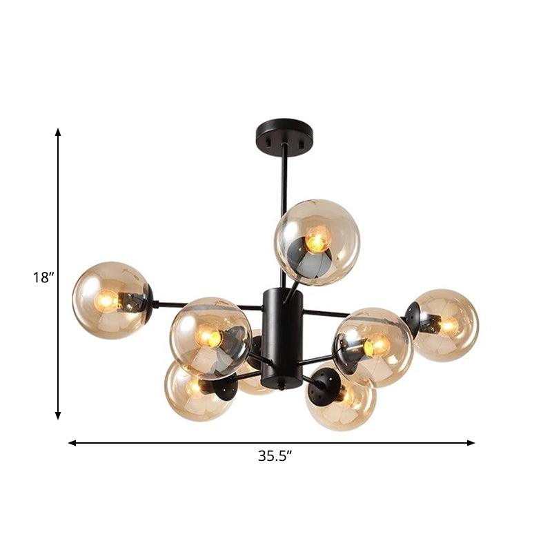 Amber Blue Clear Glass Spherical Chandelier Light Post Modern Black Pendant Lamp - Rebooters