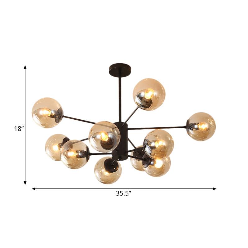 Amber Blue Clear Glass Spherical Chandelier Light Post Modern Black Pendant Lamp - Rebooters