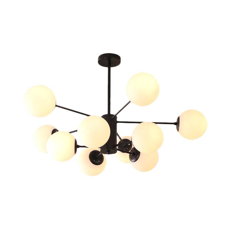 Amber Blue Clear Glass Spherical Chandelier Light Post Modern Black Pendant Lamp - Rebooters