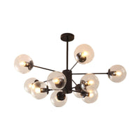 Amber Blue Clear Glass Spherical Chandelier Light Post Modern Black Pendant Lamp - Rebooters