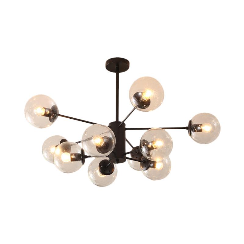 Amber Blue Clear Glass Spherical Chandelier Light Post Modern Black Pendant Lamp - Rebooters