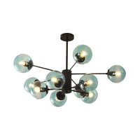Amber Blue Clear Glass Spherical Chandelier Light Post Modern Black Pendant Lamp - Rebooters