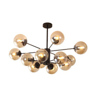 Amber Blue Clear Glass Spherical Chandelier Light Post Modern Black Pendant Lamp - Rebooters