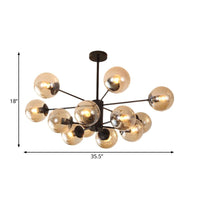 Amber Blue Clear Glass Spherical Chandelier Light Post Modern Black Pendant Lamp - Rebooters