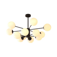 Amber Blue Clear Glass Spherical Chandelier Light Post Modern Black Pendant Lamp - Rebooters