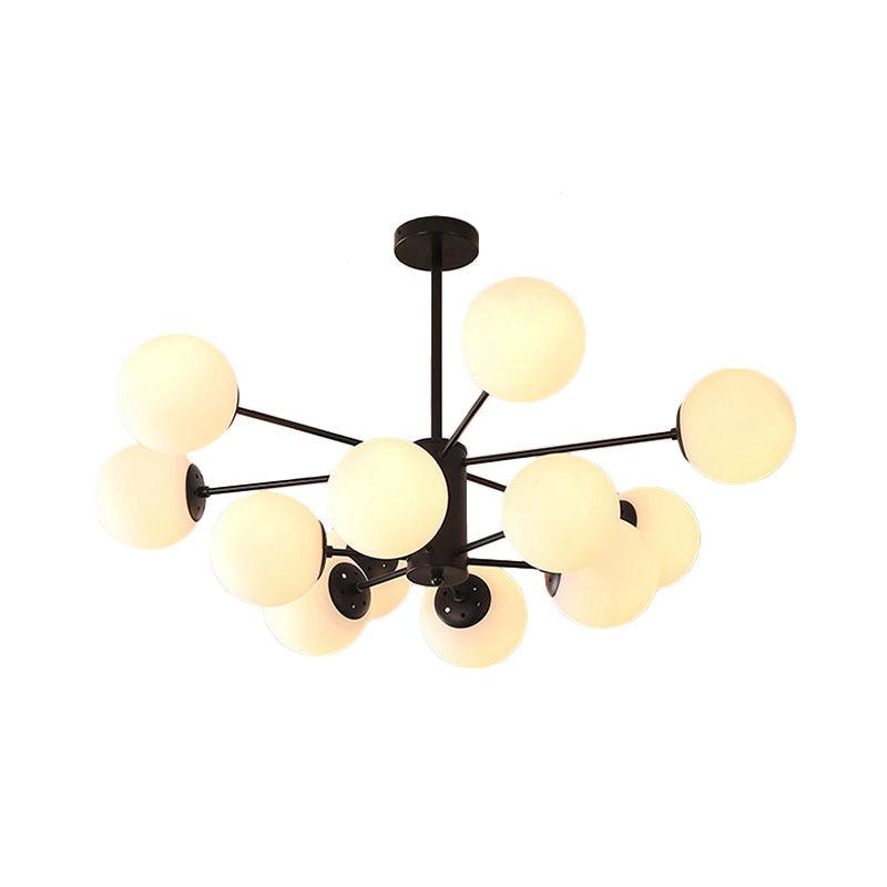 Amber Blue Clear Glass Spherical Chandelier Light Post Modern Black Pendant Lamp - Rebooters