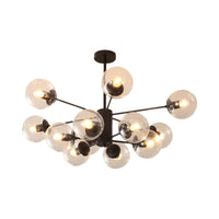 Amber Blue Clear Glass Spherical Chandelier Light Post Modern Black Pendant Lamp - Rebooters