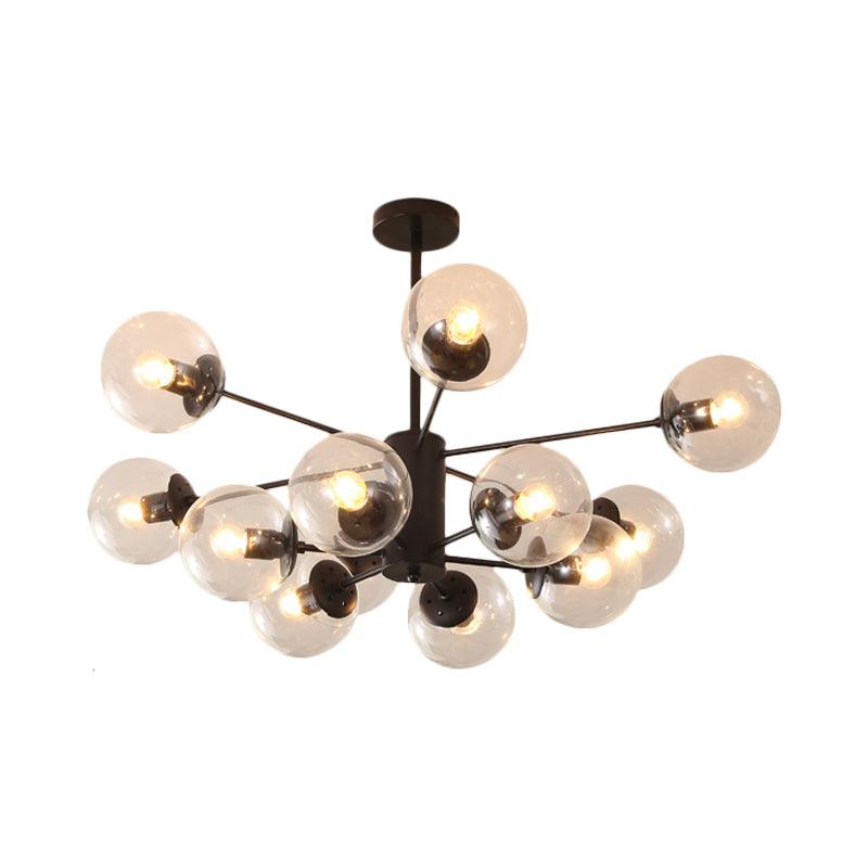 Amber Blue Clear Glass Spherical Chandelier Light Post Modern Black Pendant Lamp - Rebooters