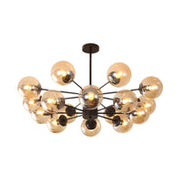 Amber Blue Clear Glass Spherical Chandelier Light Post Modern Black Pendant Lamp - Rebooters