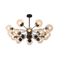 Amber Blue Clear Glass Spherical Chandelier Light Post Modern Black Pendant Lamp - Rebooters